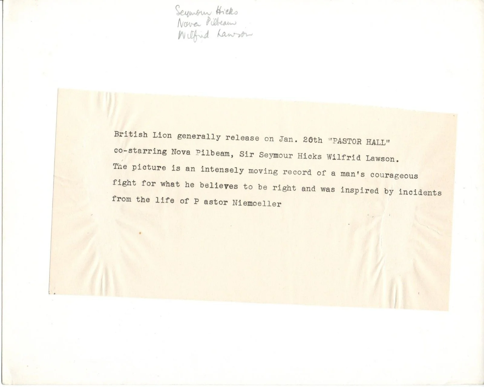 PASTOR HALL 1940 Wilfrid Lawson, Seymour Hicks, Nova Pilbeam 10x8 STILL, изображение 2