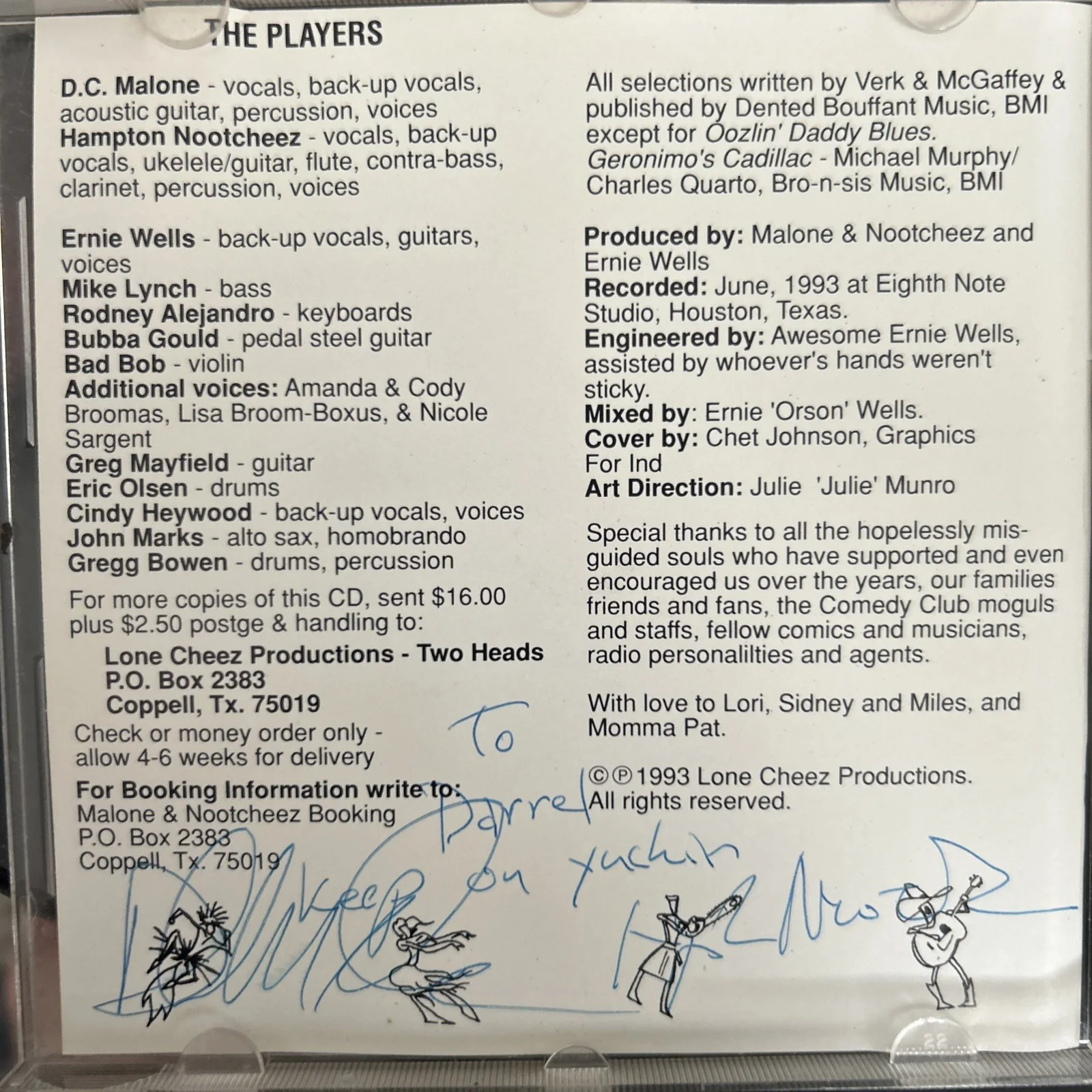 Autographed 1993 Malone & Nootcheez CD "Two Heads" Comedy Skits Oddity, image 2