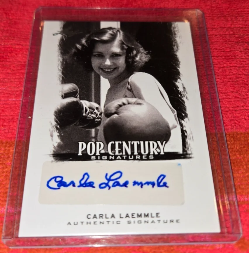 CARLA LAEMMLE — 2012 LEAF POP CENTURY AUTOGRAPHED CARD OF CARLA LAEMMLE SIGNED CARD CLEAN!