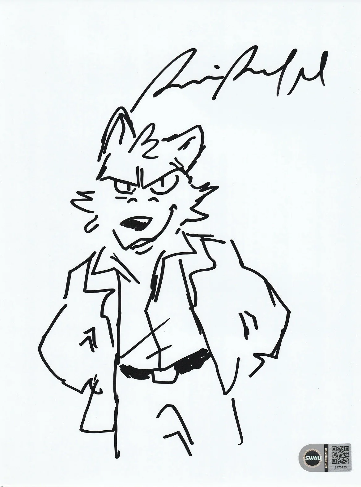 Marc Maron — Director Pierre Perifel The Bad Guys" Signed Rare Mr.Wolf sketch swau Coa 2