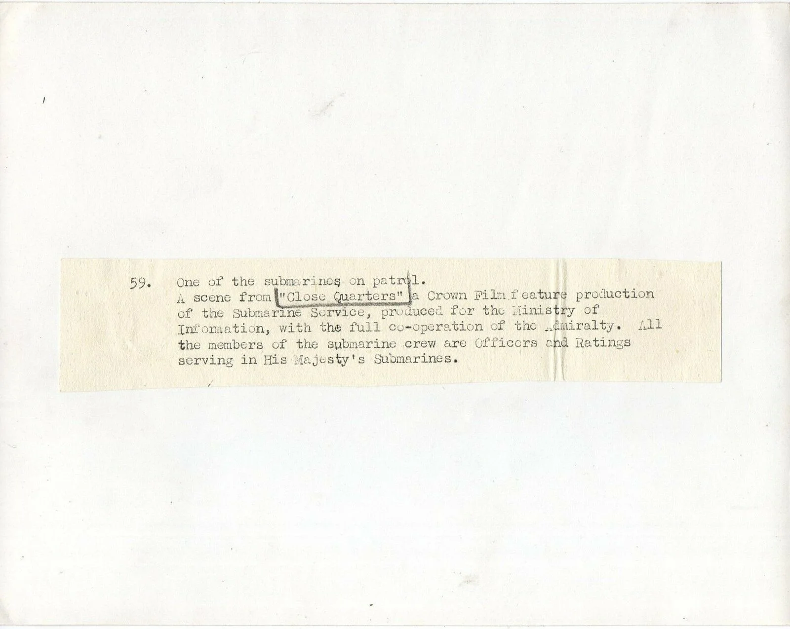 CLOSE QUARTERS 1943 Jack Lee CROWN FILM UNIT Submarine STILL #59, image 2