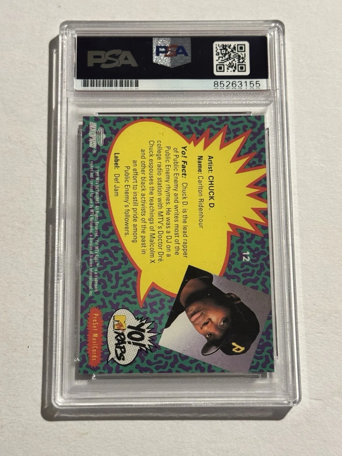 Chuck D Signed Autographed 1991 Pro Set Card Public Enemy PSA/DNA Slabbed, image 2