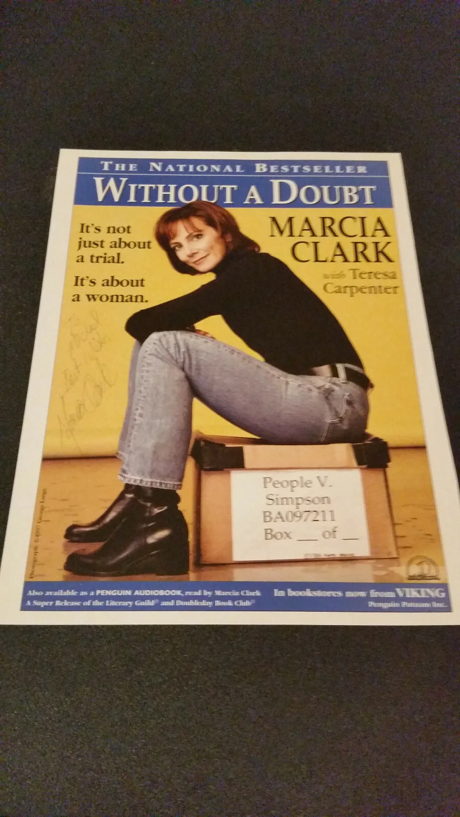 Marcia Clark — Marcia Clark Autographed Color magazine picture Guaranteed 2 Pass Actress