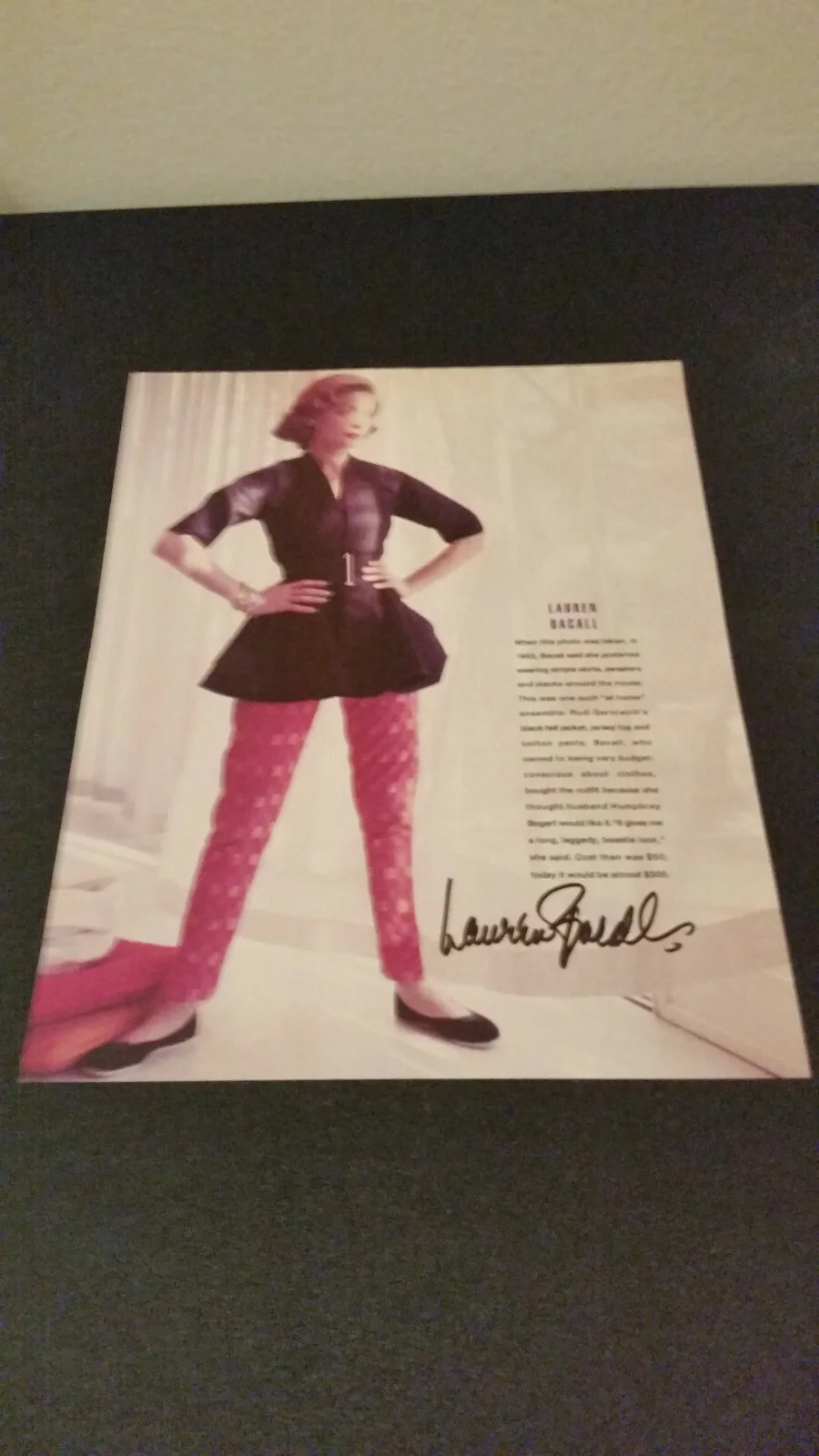 Lauren Bacall — Lauren Bacall Autographed Color magazine picture Guaranteed 2 Pass Actress