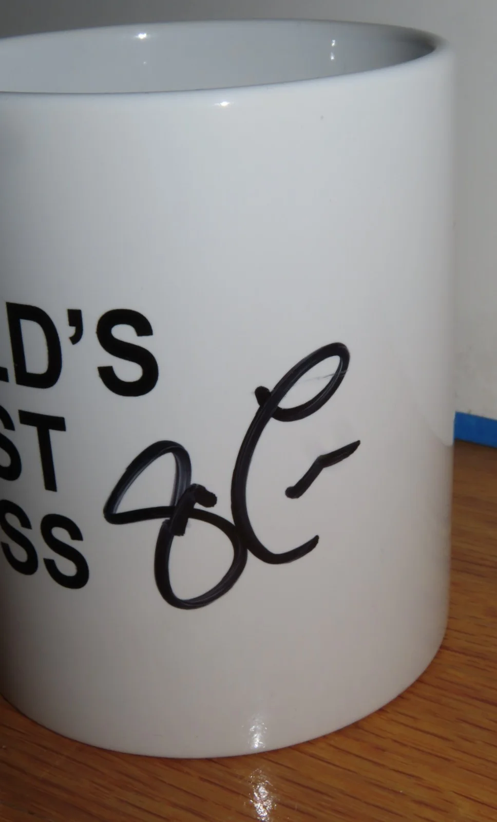 Steve Carell — THE OFFICE Michael Scott STEVE CARELL signed WORLD's BEST BOSS 3.75" Coffee Mug, image 2