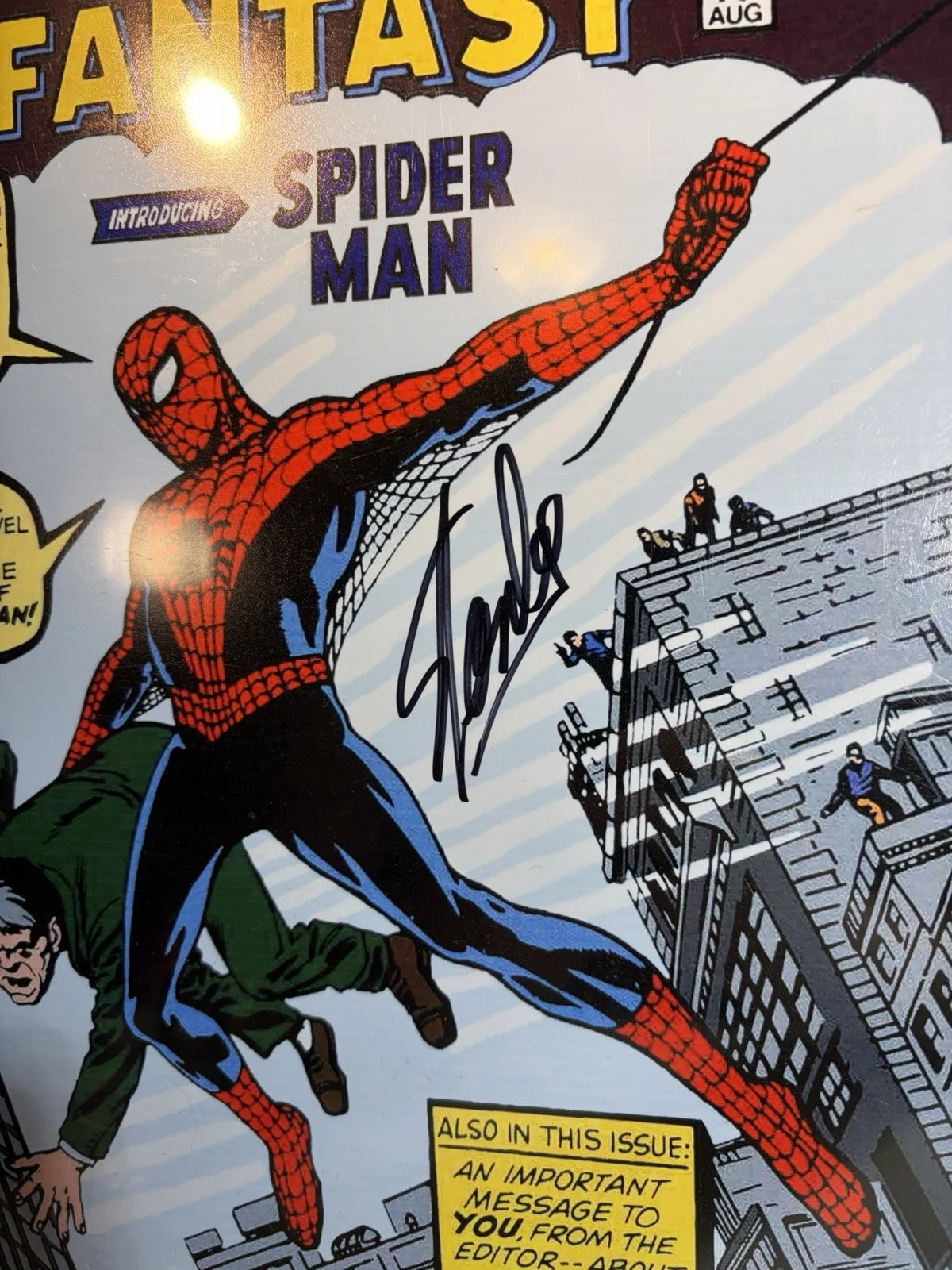 Stan Lee — Stan Lee Autographed Signed Spiderman Amazing Fantasy 16x20 Photo ASI Proof, изображение 3