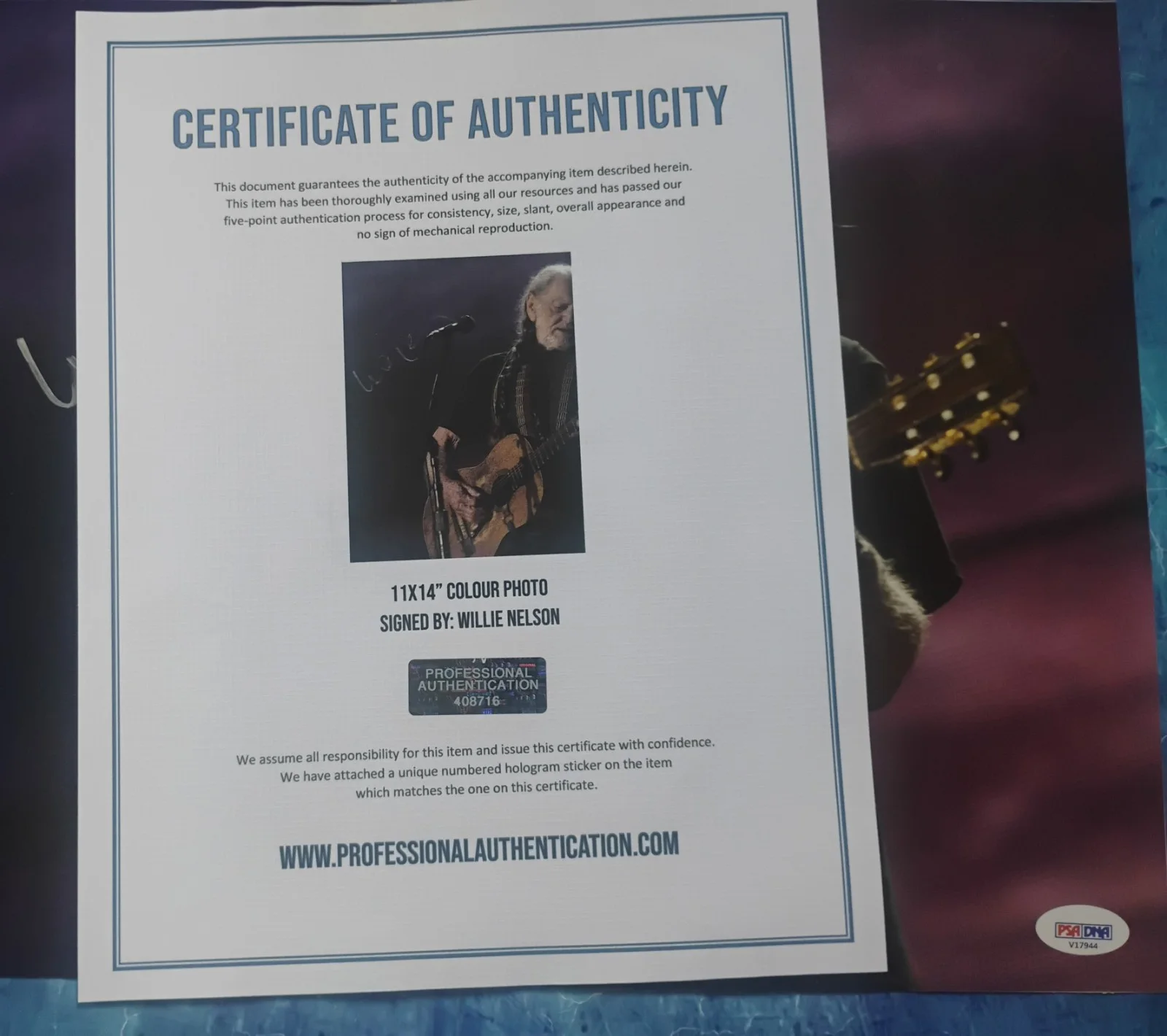 Willie Nelson Hand Signed Autograph 11x14 Photo PSA COA - NO US TARIFFS, image 5