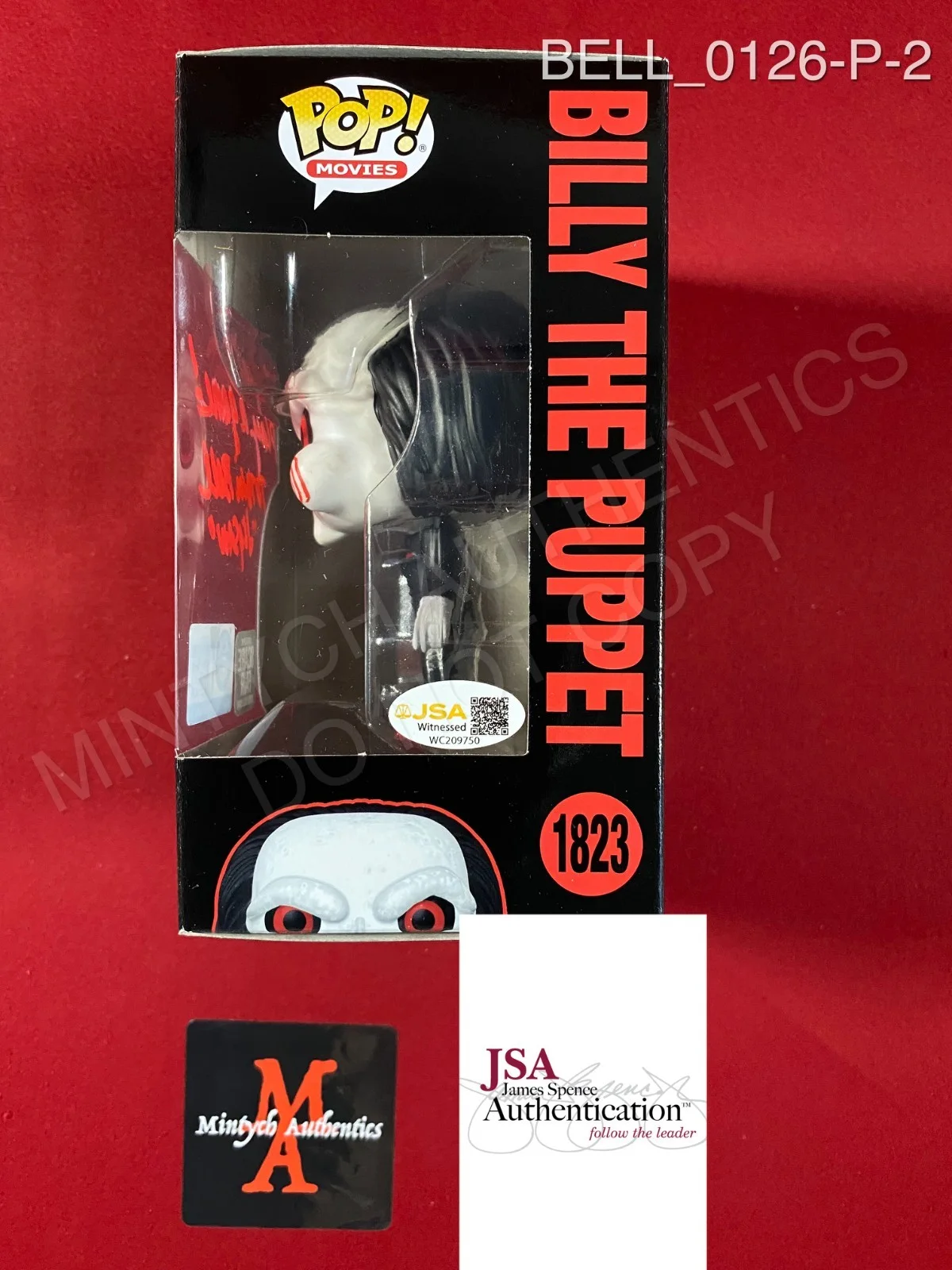 Tobin Bell — Tobin Bell signed Scare Fair Saw Billy the Puppet Funko Pop #1823 JSA COA, изображение 2