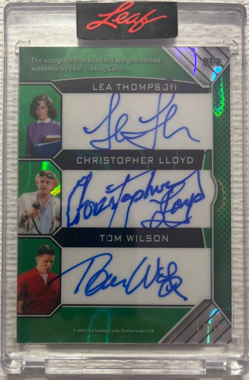Michael J. Fox Christopher Lloyd Lea Thompson Tom Wilson — Leaf MICHAEL J. FOX CHRISTOPHER LLOYD +2 QUAD AUTO 4/10, изображение 3