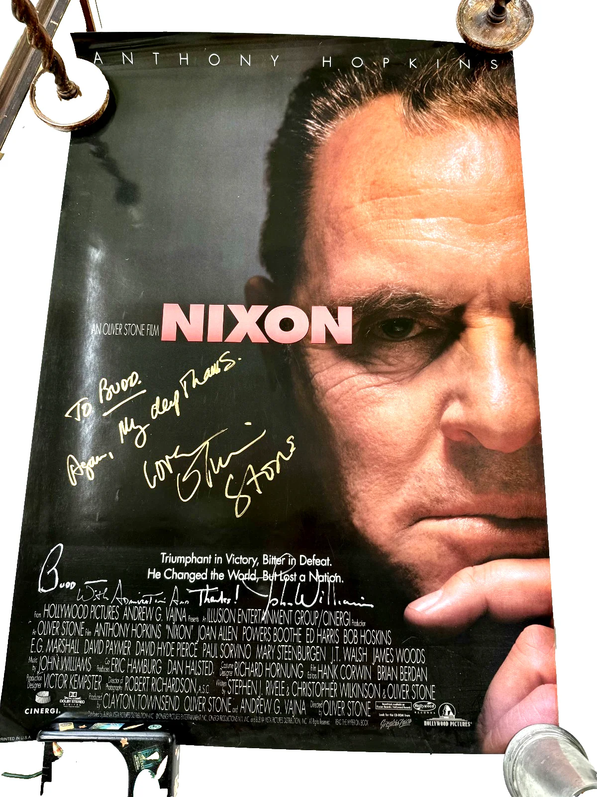 Oliver Stone, John Williams — Nixon Movie Poster signed by Oliver Stone & John Williams, изображение 2