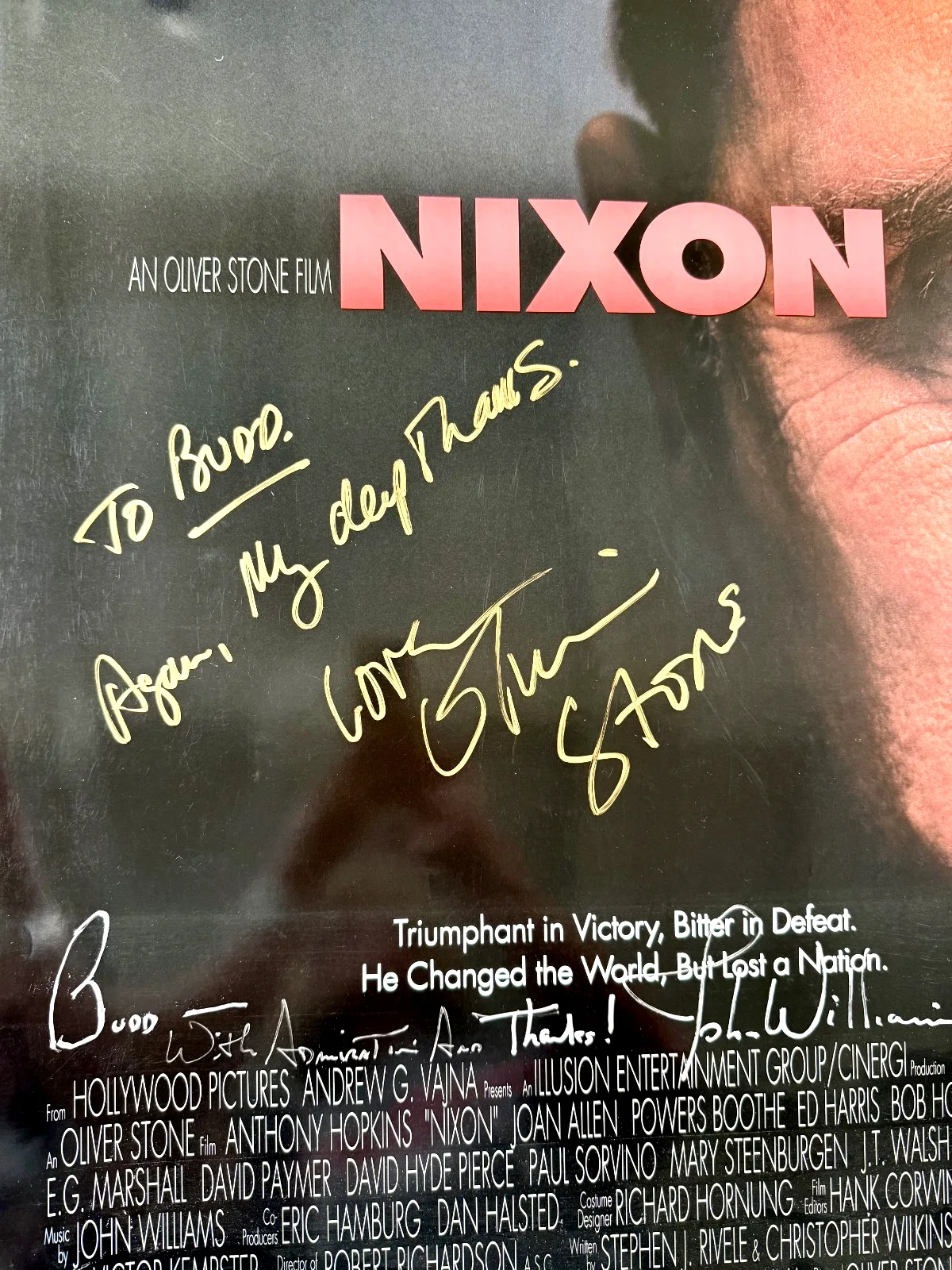 Oliver Stone, John Williams — Nixon Movie Poster signed by Oliver Stone & John Williams, изображение 3
