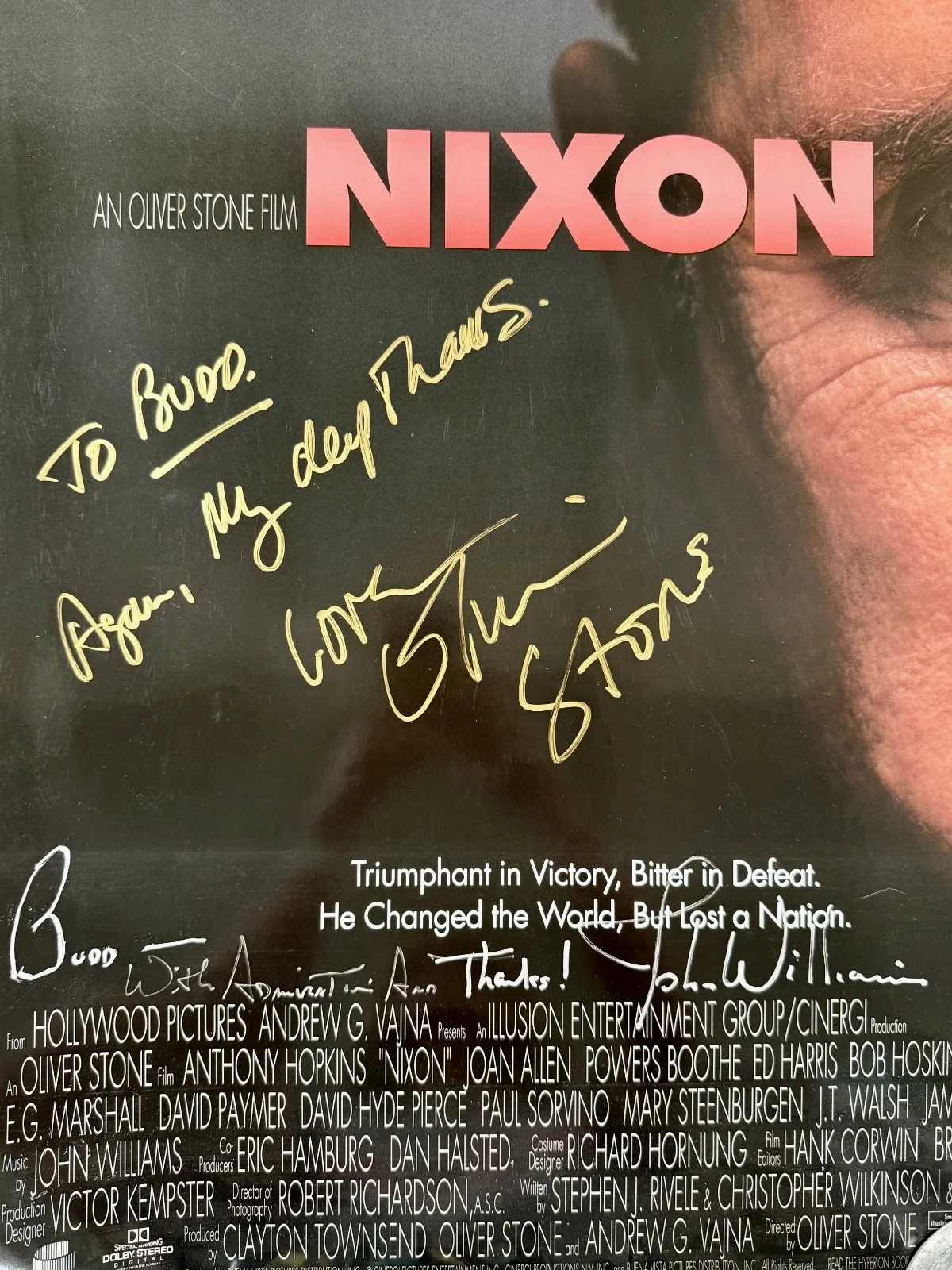 Oliver Stone, John Williams — Nixon Movie Poster signed by Oliver Stone & John Williams, изображение 5
