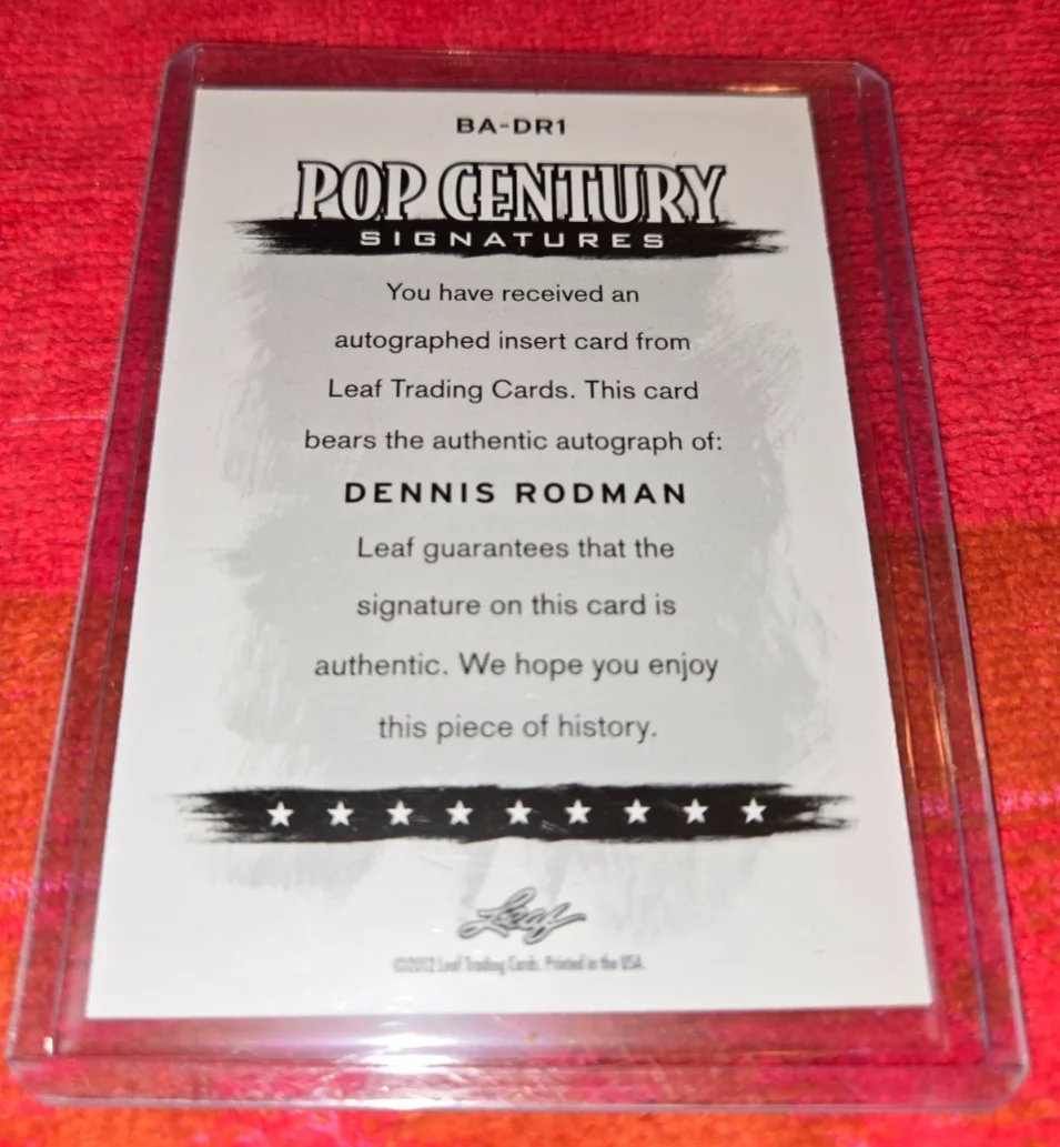 DENNIS RODMAN — 2012 LEAF POP CENTURY AUTOGRAPHED CARD OF DENNIS RODMAN SIGNED CARD CLEAN!, изображение 2