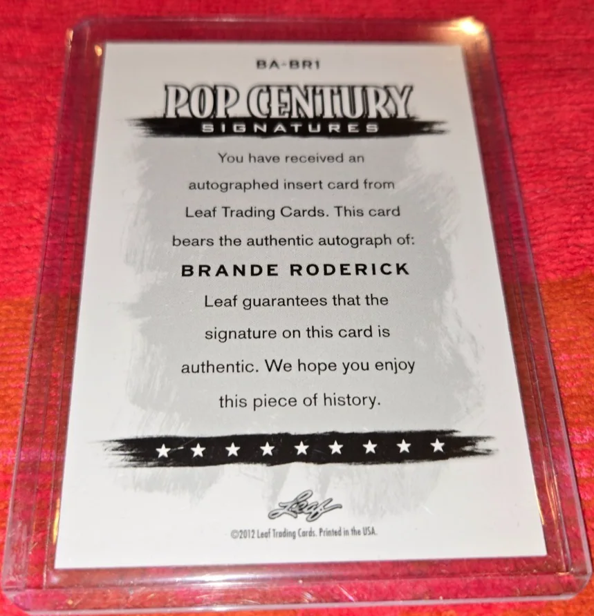 BRANDE RODERICK — 2012 LEAF POP CENTURY AUTOGRAPHED CARD OF BRANDE RODERICK SIGNED CARD CLEAN!, изображение 2