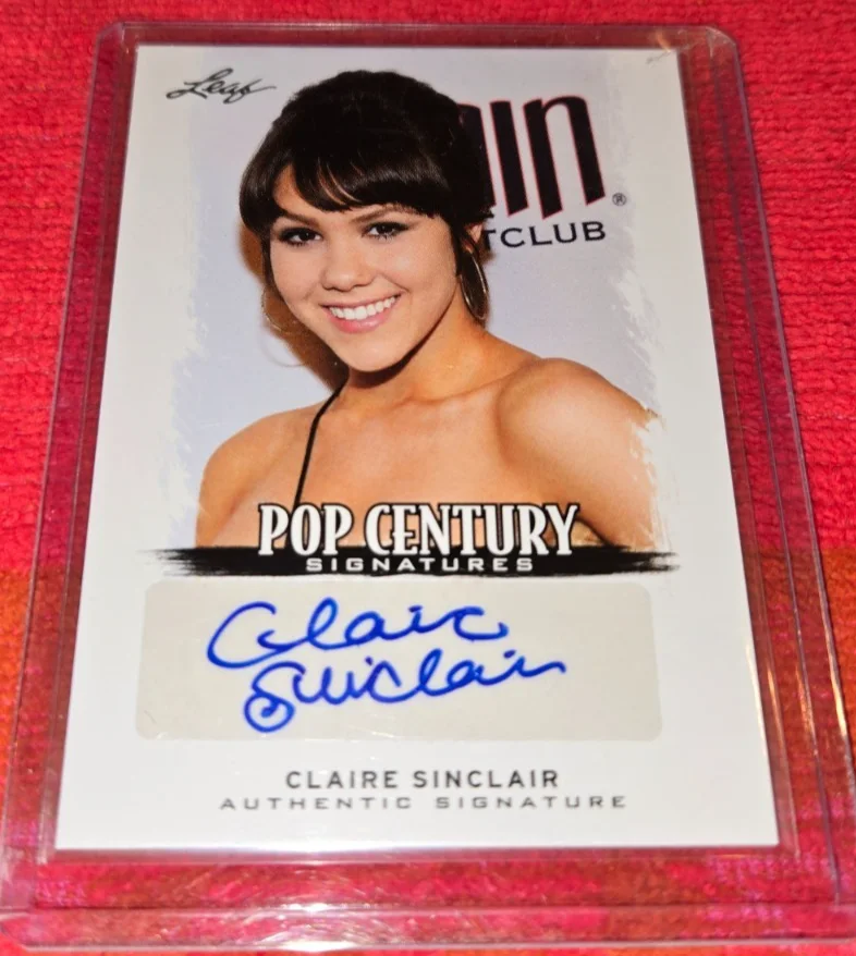 CLAIRE SINCLAIR — 2012 POP CENTURY AUTOGRAPHED CARD OF CLAIRE SINCLAIR PMOY CLEAN SIGNED CARD