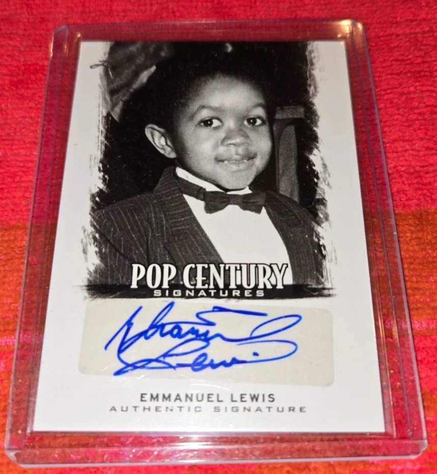 EMMANUEL LEWIS — 2012 POP CENTURY AUTOGRAPHED CARD OF EMMANUEL LEWIS SIGNED CARD CLEAN!