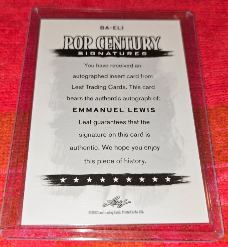EMMANUEL LEWIS — 2012 POP CENTURY AUTOGRAPHED CARD OF EMMANUEL LEWIS SIGNED CARD CLEAN!, изображение 2