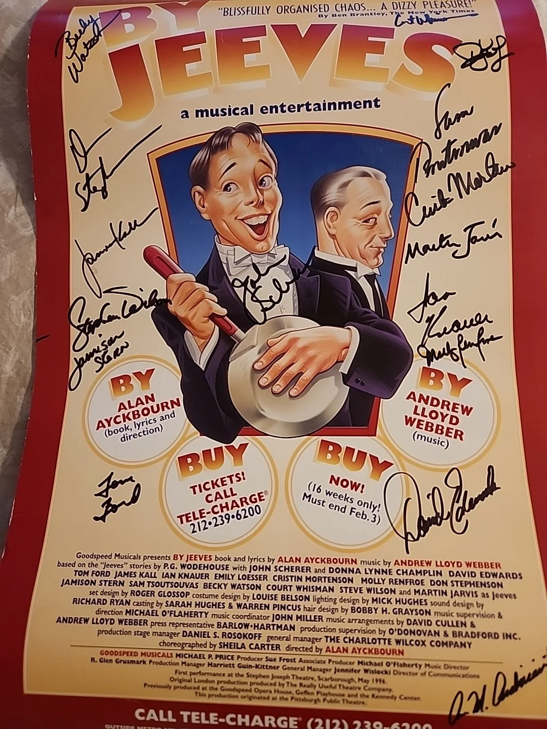 By Jeeves Broadway Cast Signed Poster – 2001 Helen Hayes NYC – Rare, image 5