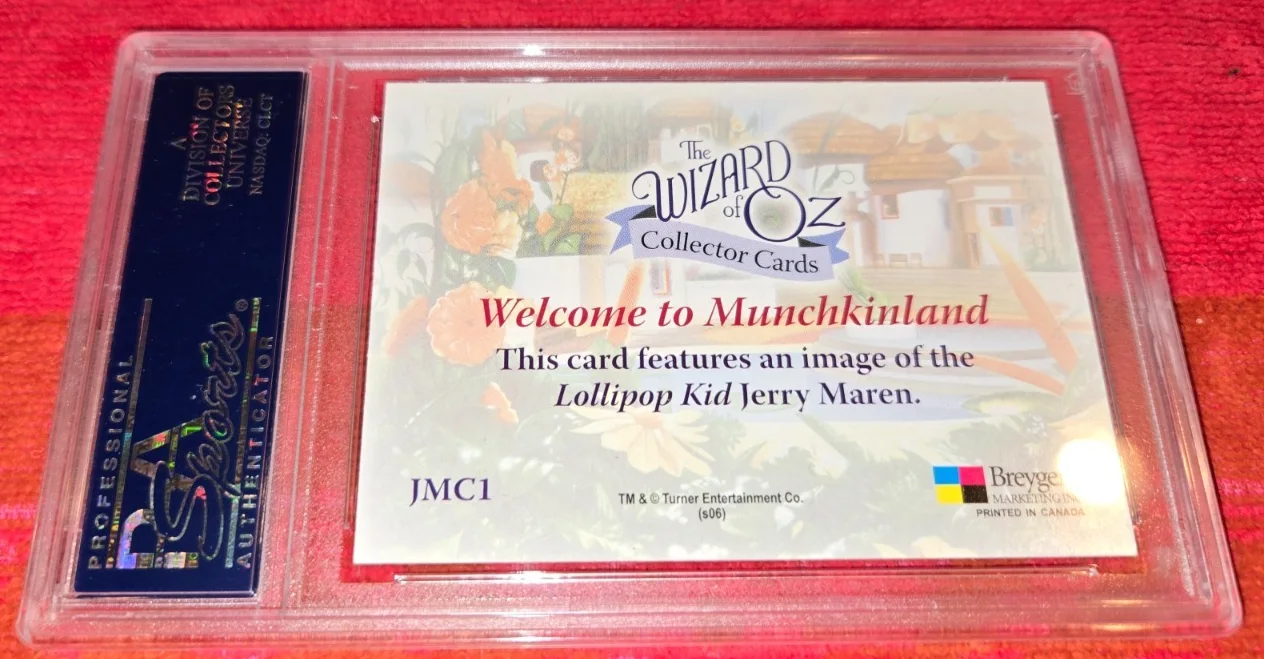 JERRY MAREN THE LOLLIPOP KID — BREYGENT WIZARD OF OZ JERRY MAREN THE LOLLIPOP KID AUTO CARD SLABBED PSA / DNA, image 2