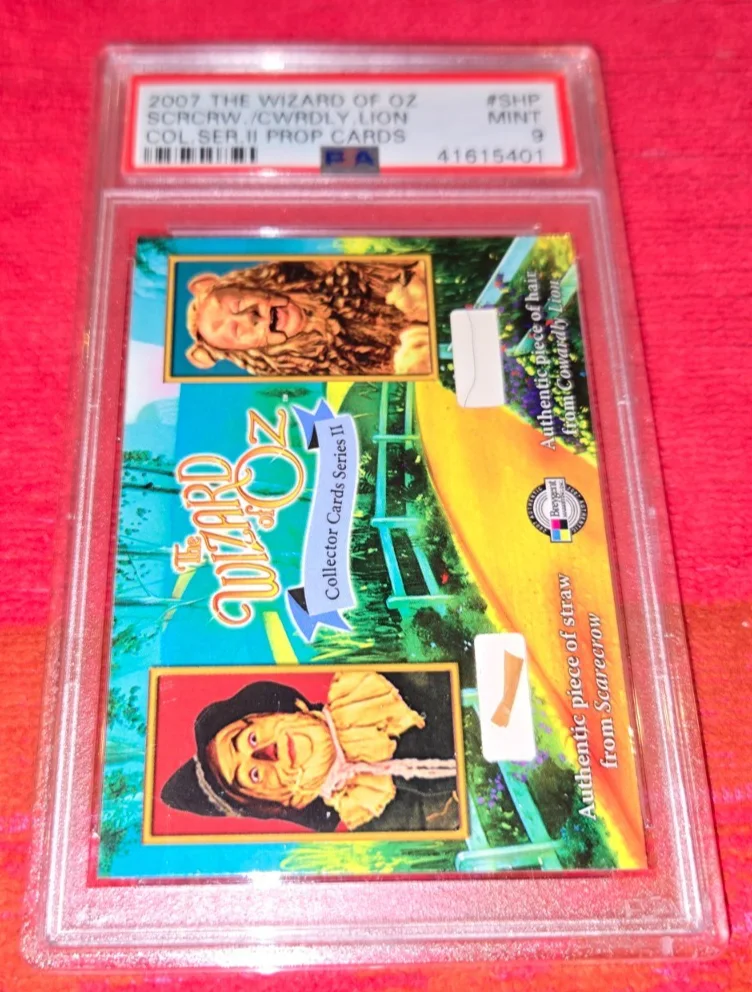 BREYGENT WIZARD OF OZ PROP CARD SCARECROW STRAW & HAIR FROM COWARDLY LION PSA 9, изображение 2