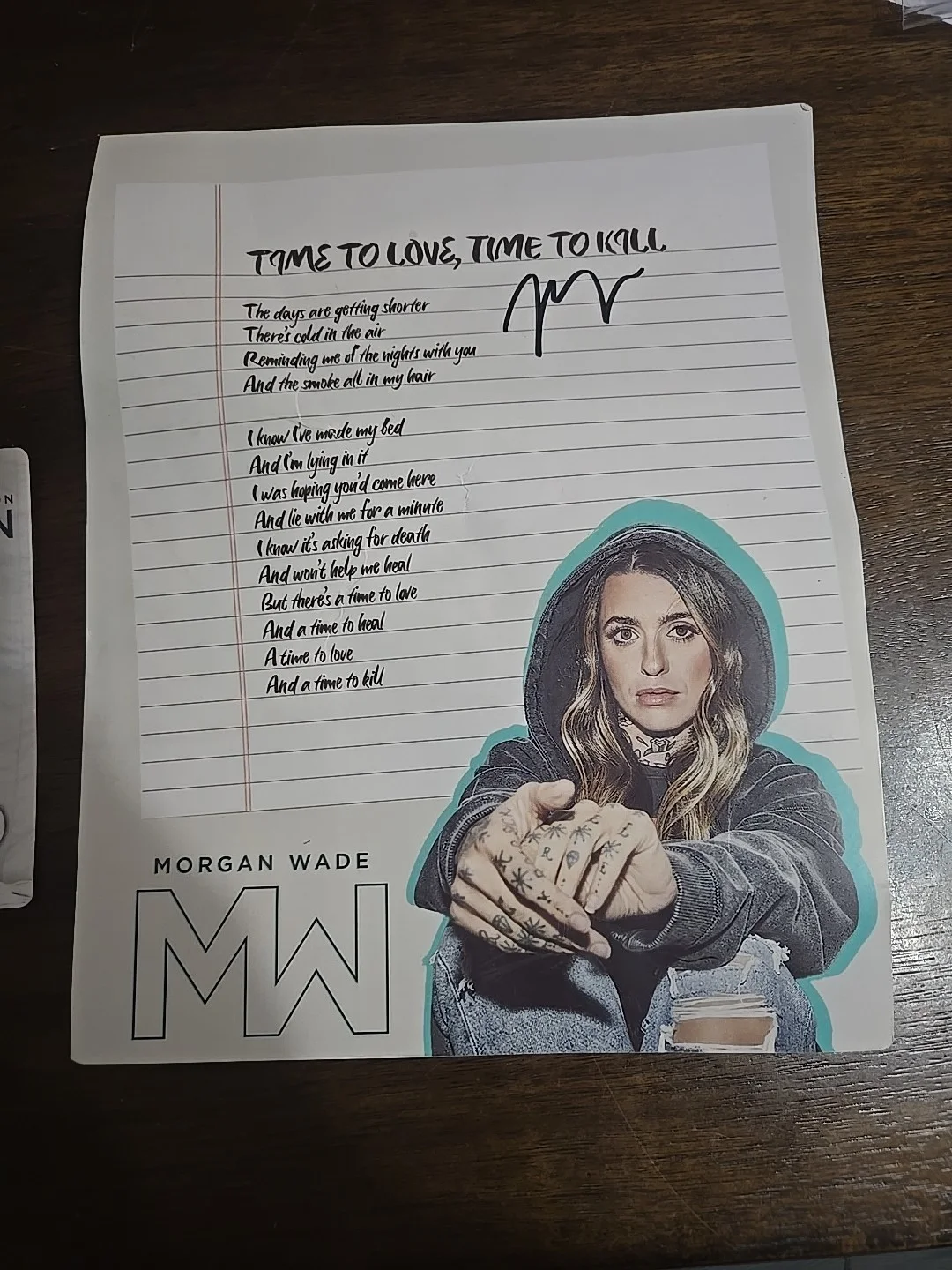 Signed Morgan Wade Poster VIP Pass Bundle Autograph Time To Love Time To Kill, image 2