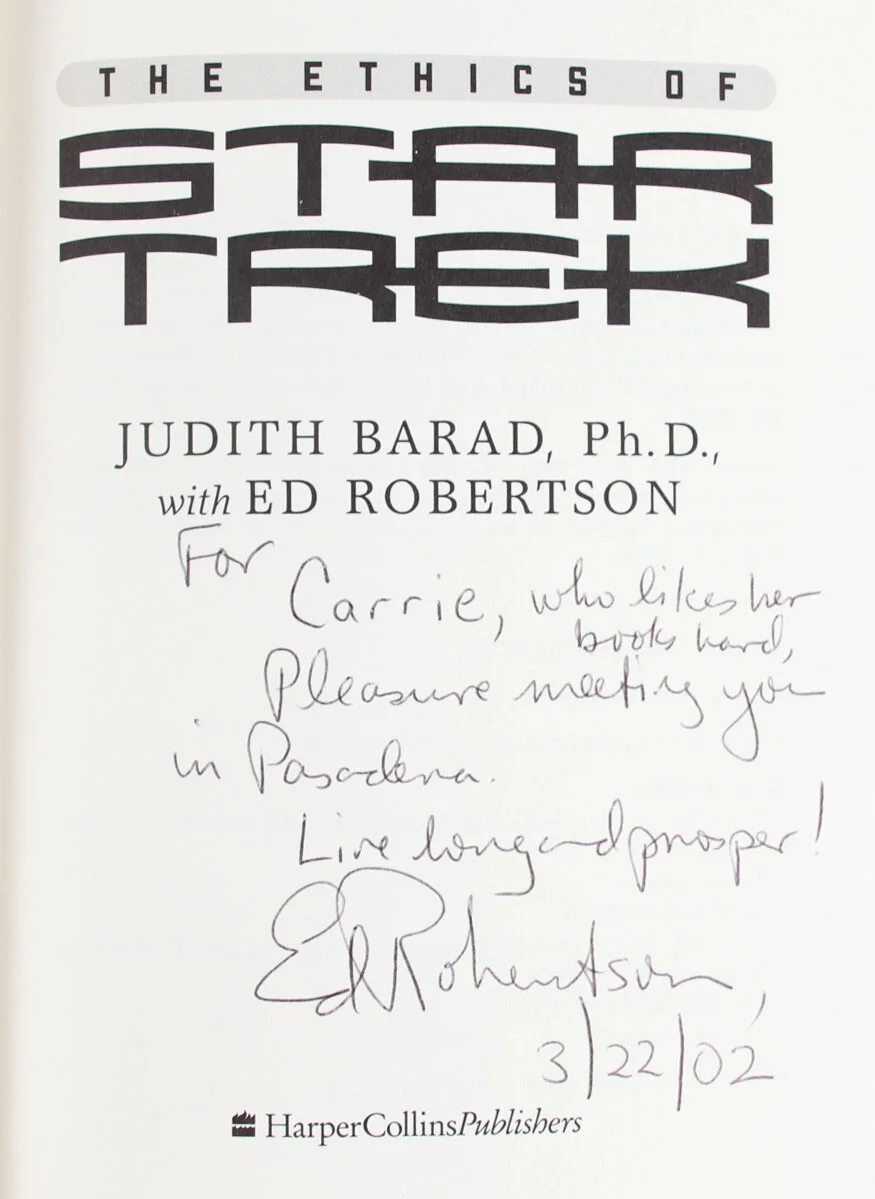 Ed Robertson Signed Book - The Ethics of Star Trek - COA, изображение 2