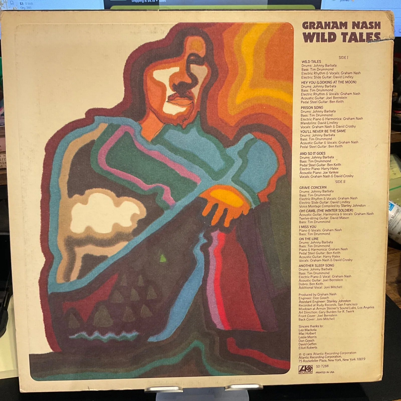GRAHAM NASH LP WILD TALES Atlantic SD 7288 AUTOGRAPHED PROMO VG+/VG+, image 4