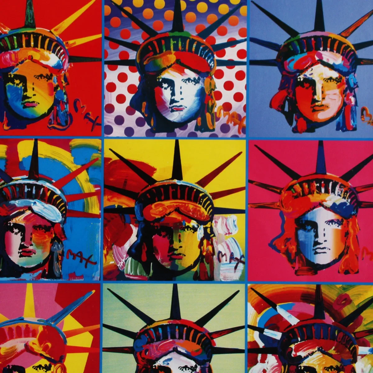 Peter Max Signed Artwork Display Poster Lithograph Statue of Liberty and Just..., image 3