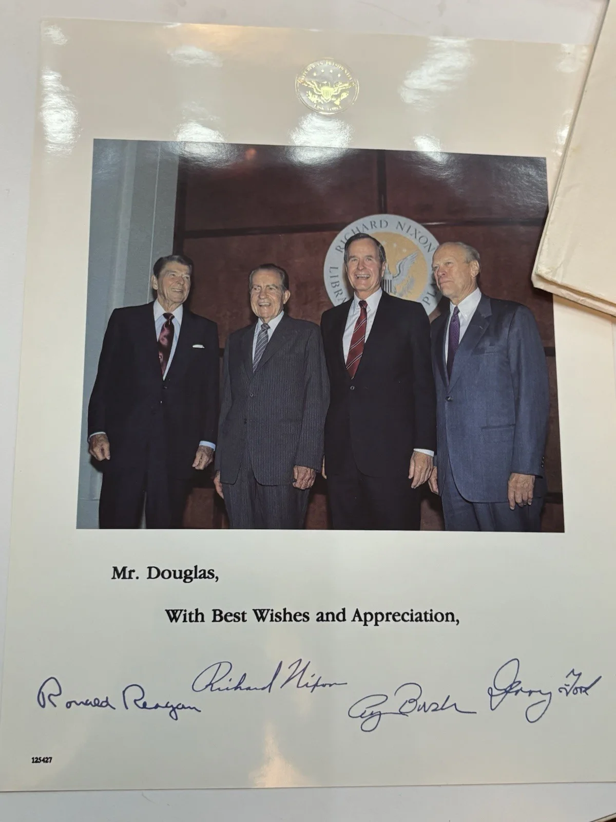 4 president with best wishes and appreciation Reagan Nixon Bush Ford photo Lot, изображение 3