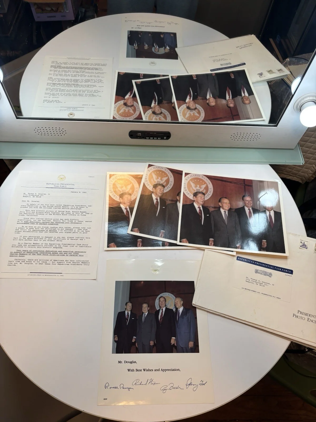 4 president with best wishes and appreciation Reagan Nixon Bush Ford photo Lot, изображение 4