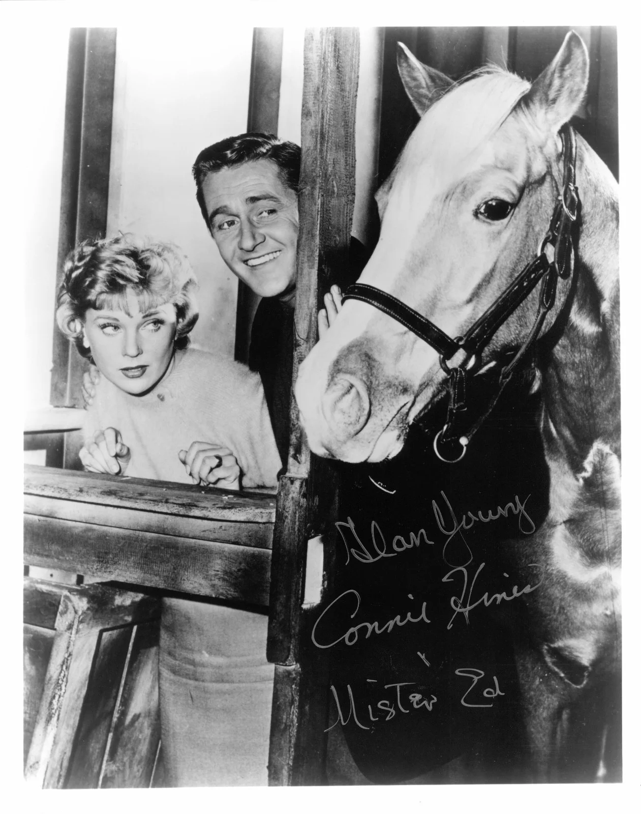 Alan Young, Connie Hines — Mister Ed Cast Signed Dual Autographed Photo Alan Young Connie Hines rare