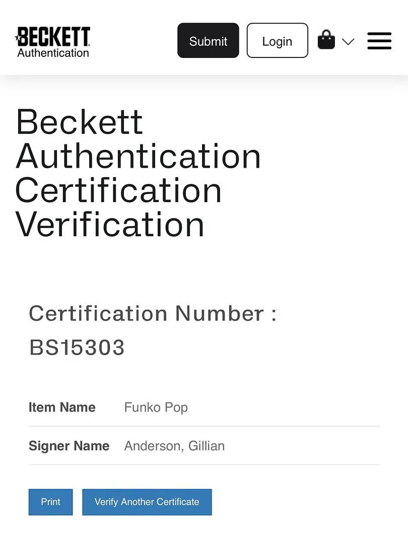 Gillian Anderson Signed Funko #1613 "Dana Scully" (Blue Ink) - Beckett COA, image 4