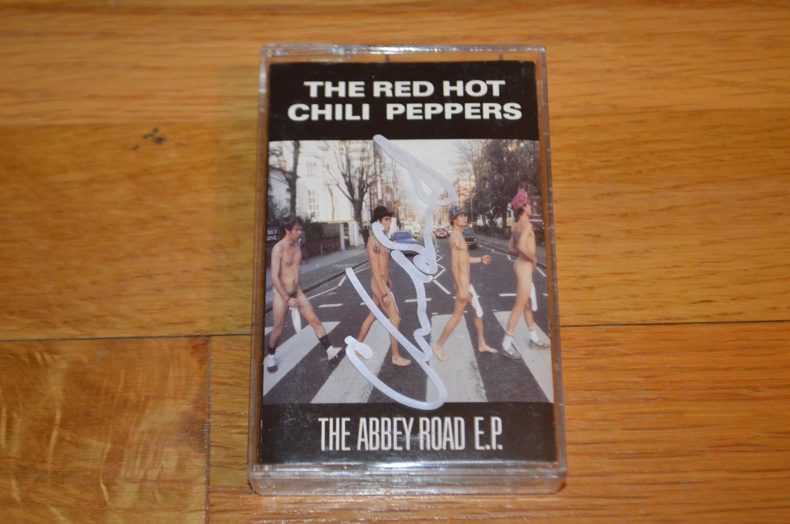 RHCP Chad Sith Signed "Abbey Road EP" Plastic Cassette Cover with JSA COA, image 3