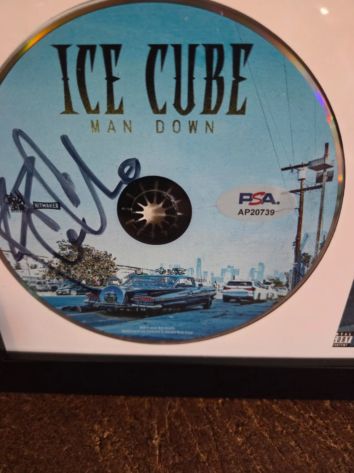 ICE CUBE signed " MAN DOWN"CD ALBUM framed PSA/DNA rap FREE SHIPPING, image 2