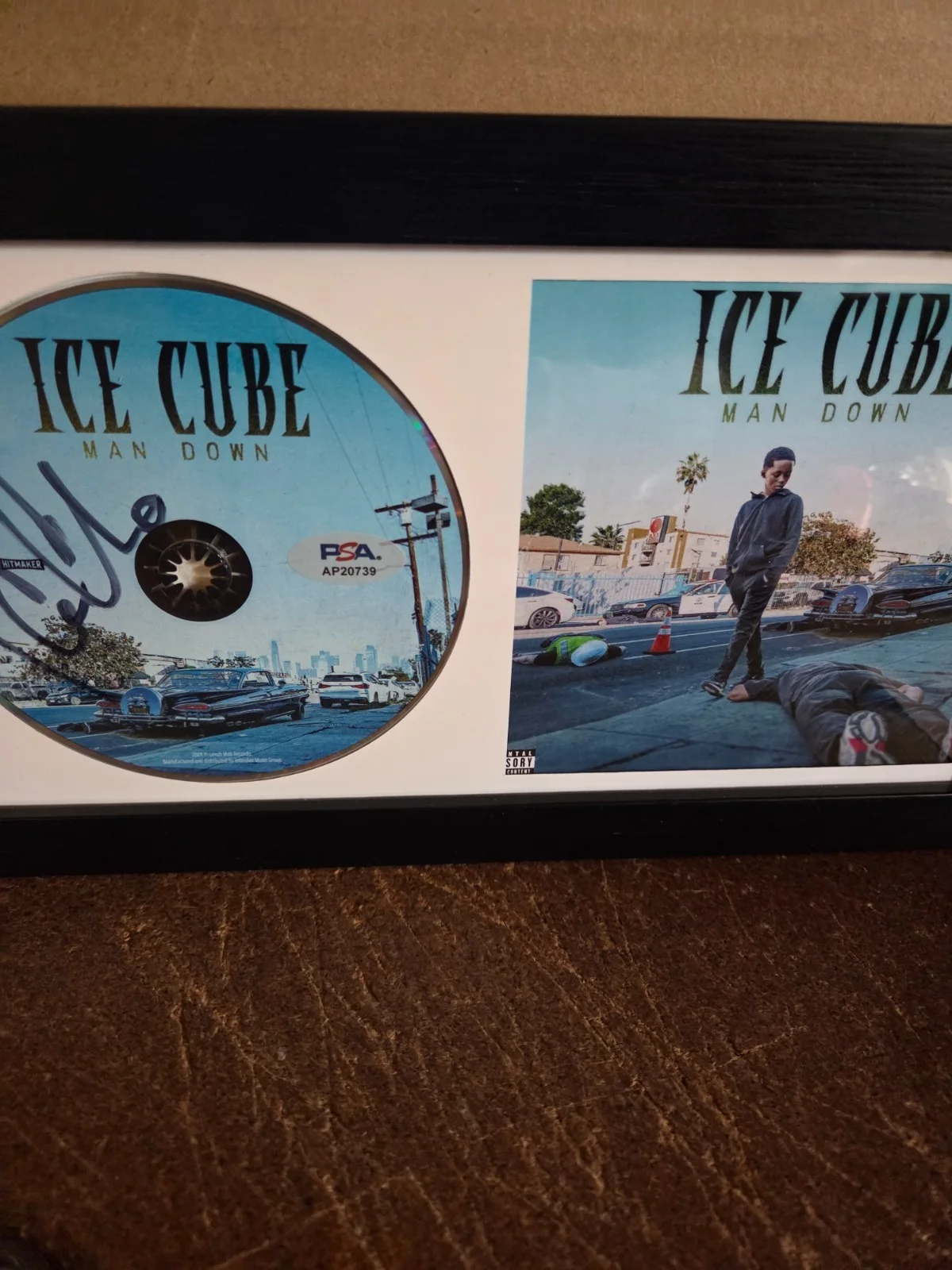 ICE CUBE signed " MAN DOWN"CD ALBUM framed PSA/DNA rap FREE SHIPPING, image 5