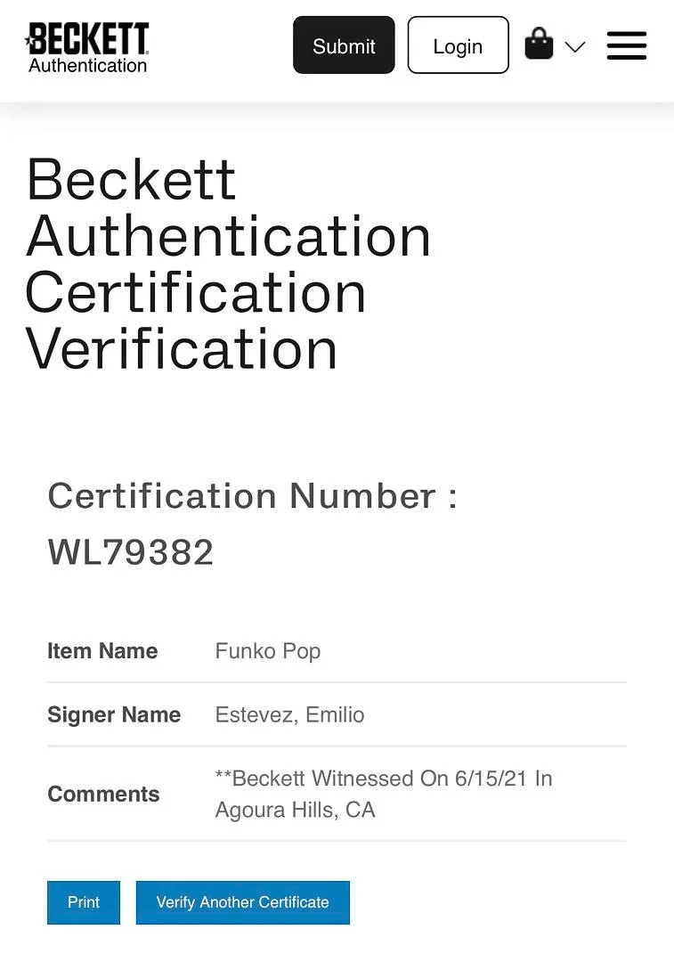 Emilio Estevez Signed Funko #790 "Coach Bombay" (The Mighty Ducks) - Beckett COA, image 5