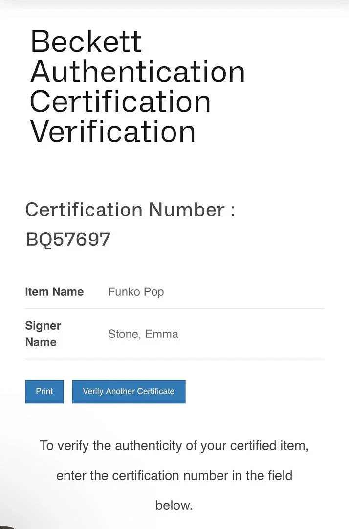 Emma Stone signed Funko #1356 "Gwen Stacy" - Beckett COA, изображение 5