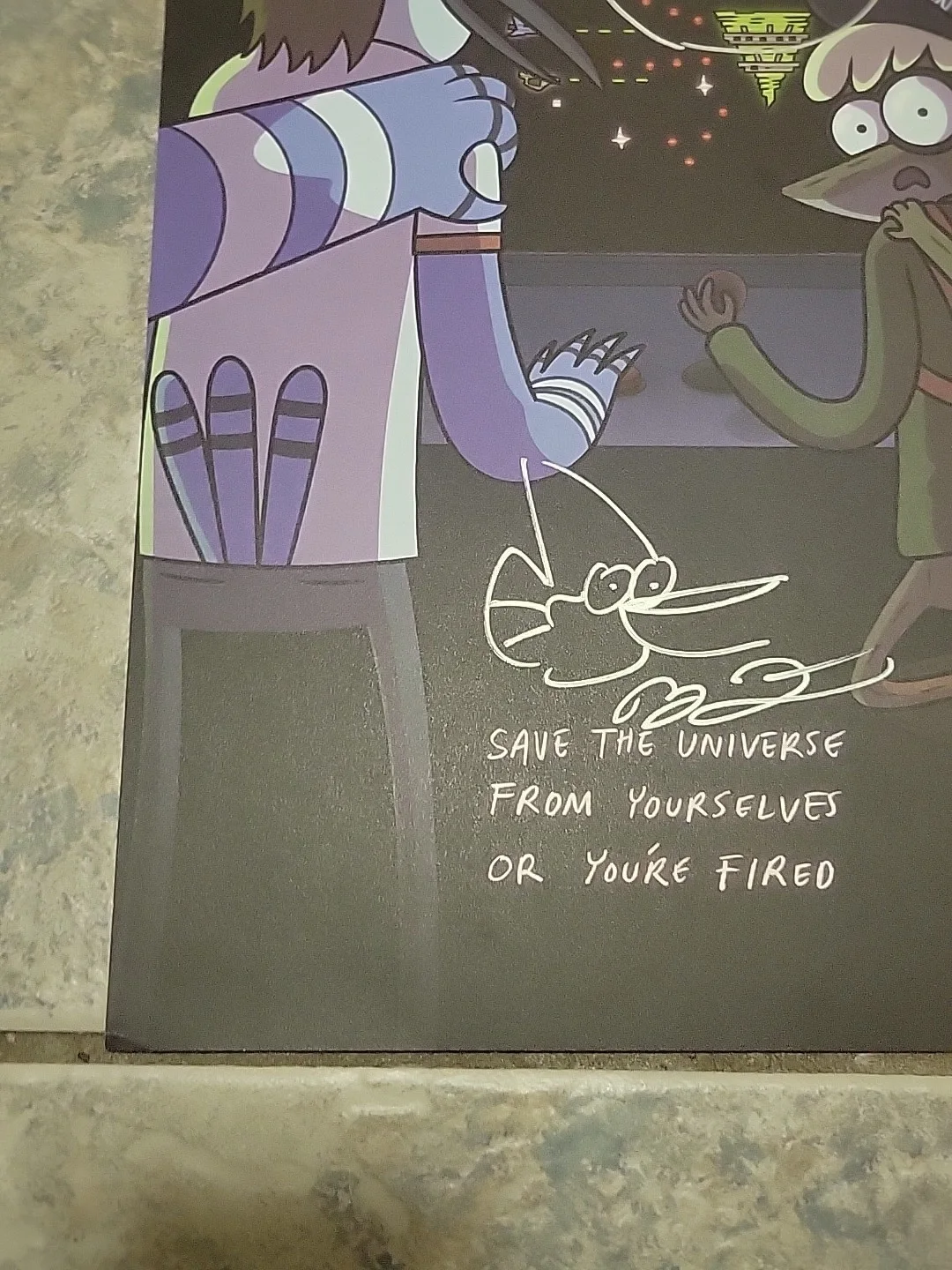 JG Quintel, William Salyers, Sam Marin, Paula Spence — RARE SIGNED Regular Show The Movie Poster San Diego Comic Con 2015, image 2