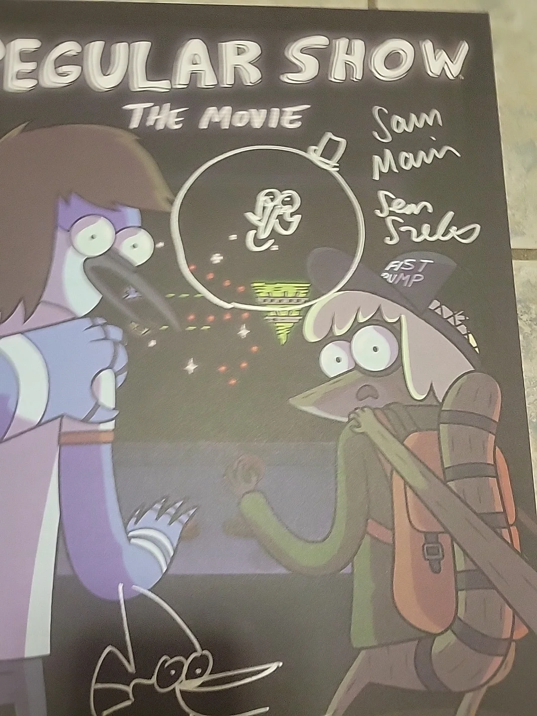JG Quintel, William Salyers, Sam Marin, Paula Spence — RARE SIGNED Regular Show The Movie Poster San Diego Comic Con 2015, image 3