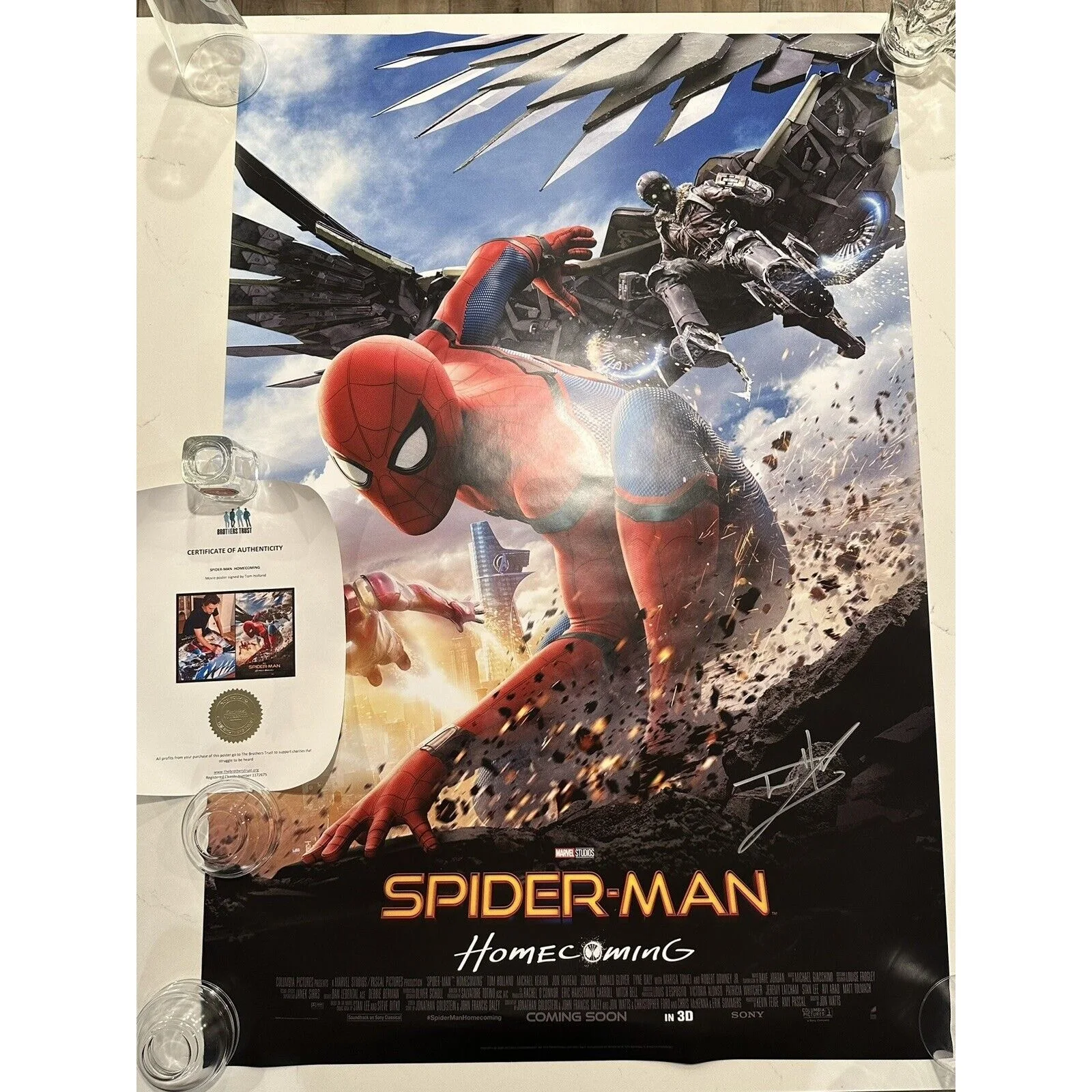Tom Holland — Tom Holland signed 27x40 Spider-Man Homecoming Movie Poster Brothers Trust COA