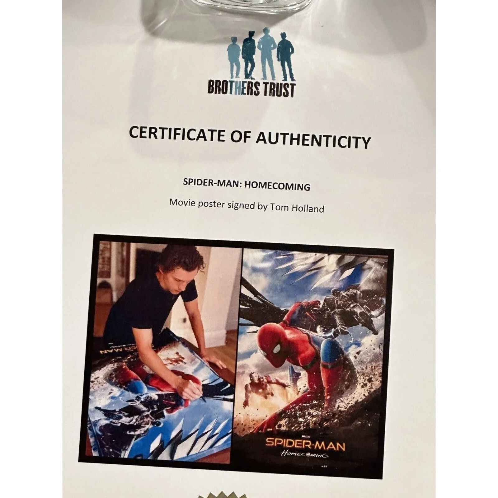 Tom Holland — Tom Holland signed 27x40 Spider-Man Homecoming Movie Poster Brothers Trust COA, изображение 3