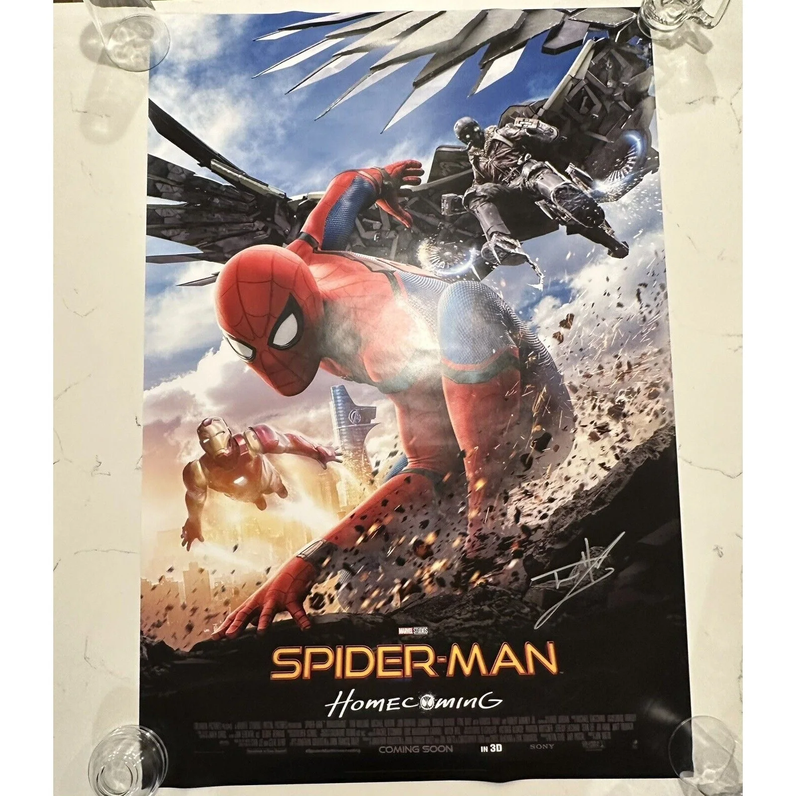 Tom Holland — Tom Holland signed 27x40 Spider-Man Homecoming Movie Poster Brothers Trust COA, изображение 5