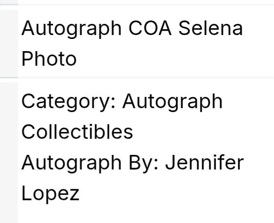 ORIGINAL JENNIFER LOPEZ AUTOGRAPH, ON SELENA 12X8" PHOTO W/COA, & INSCRIBED, изображение 2