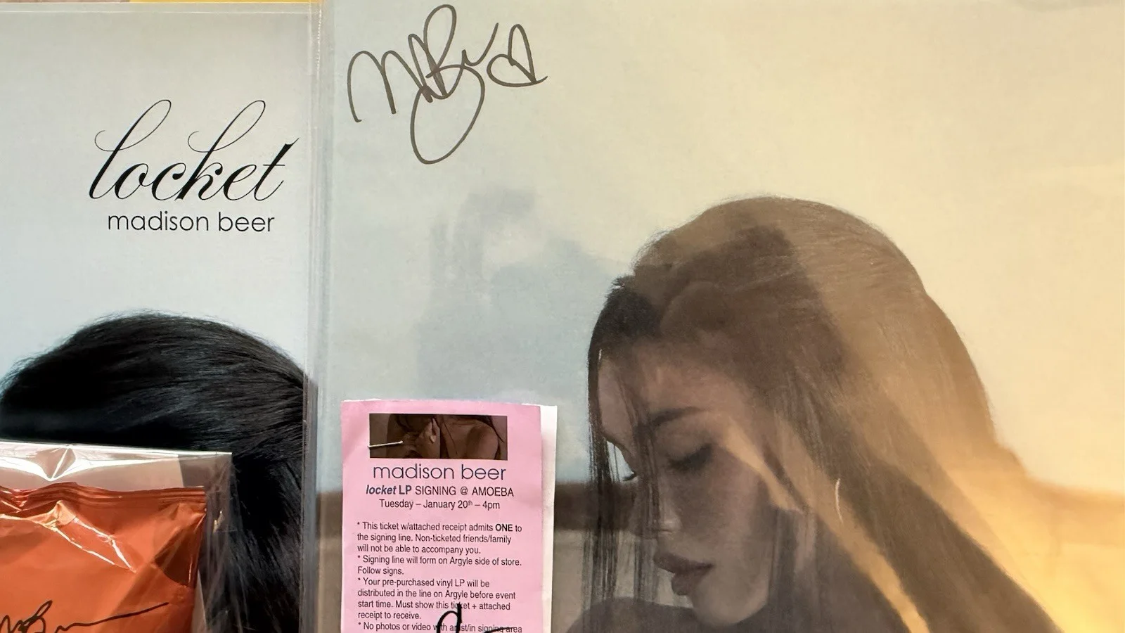 Madison Beer Hand Signed Locket Vinyl LP Amoeba Event Ticket Bag 2 Posters Chips, image 2