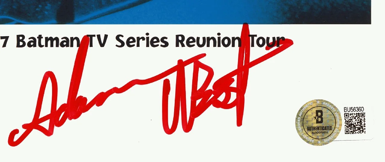 1966 Batman TV Adam West "Batman" Signed 1997 Reunion Tour Glossy Photo JSA, изображение 2