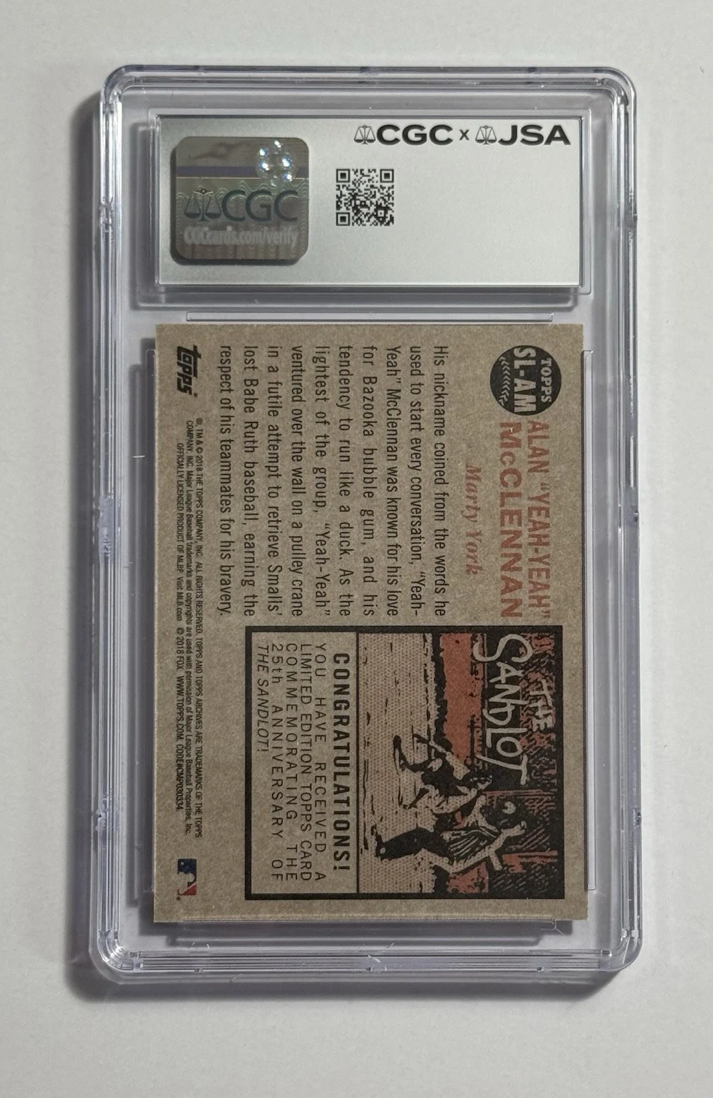 Marty York — Marty Yor Autograph Signed 2018 Topps Archives Sandlot Card “YaYa ” CGC, изображение 2