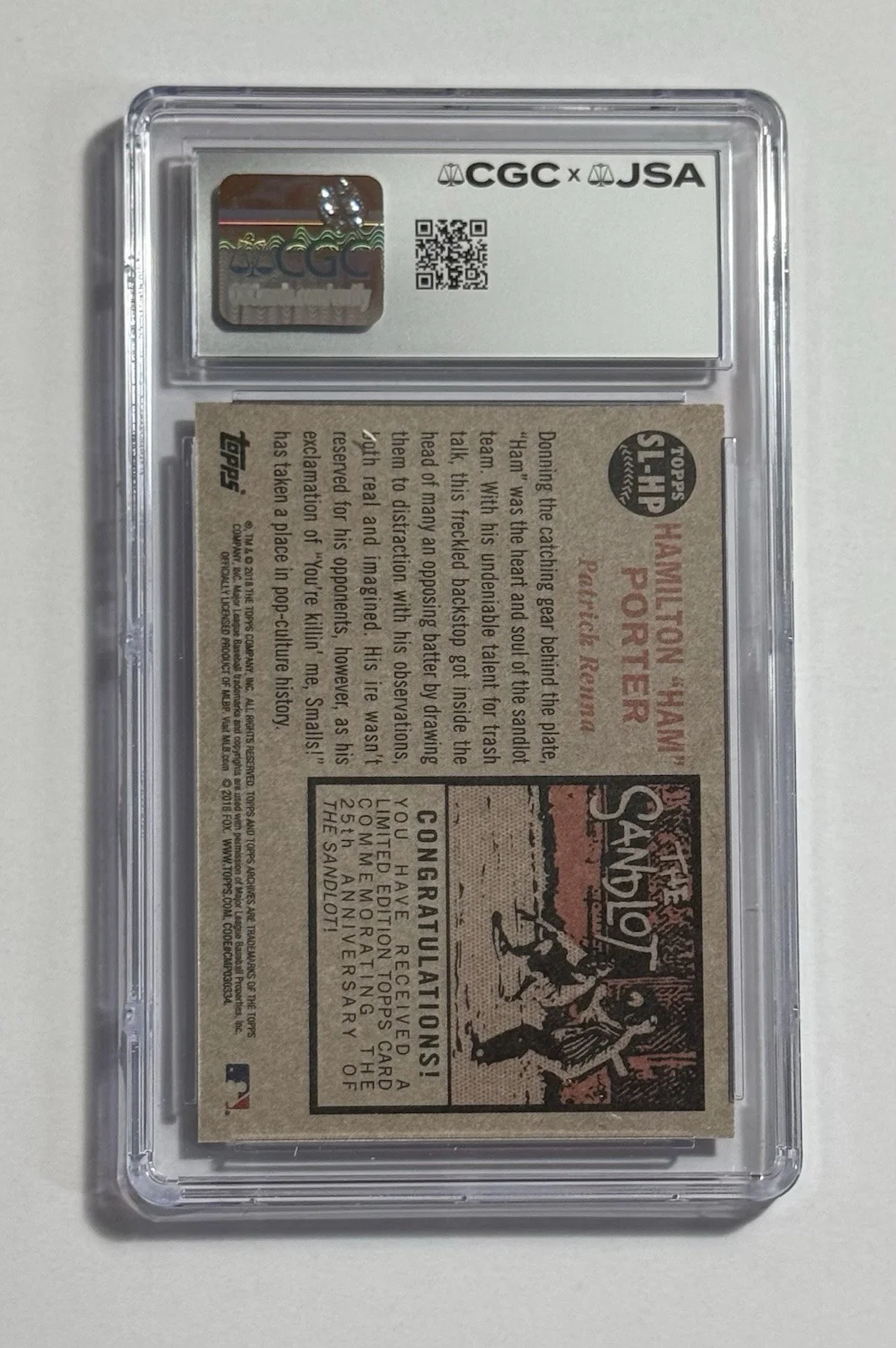 Patrick Renna — Patrick Renna Autograph Signed 2018 Topps Archives Sandlot Card Ham” CGC 10 Auto, изображение 2