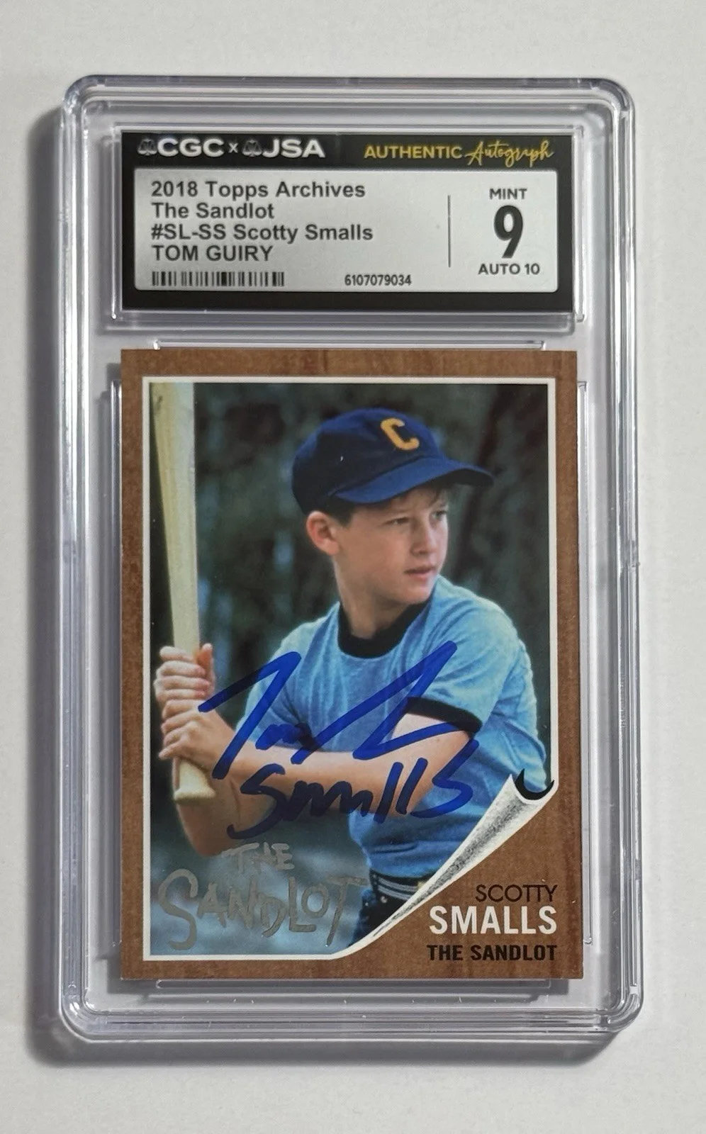 Tom Guiry — Tom Guiry Autograph Signed 2018 Topps Archives Sandlot Card “Smalls” CGC 9