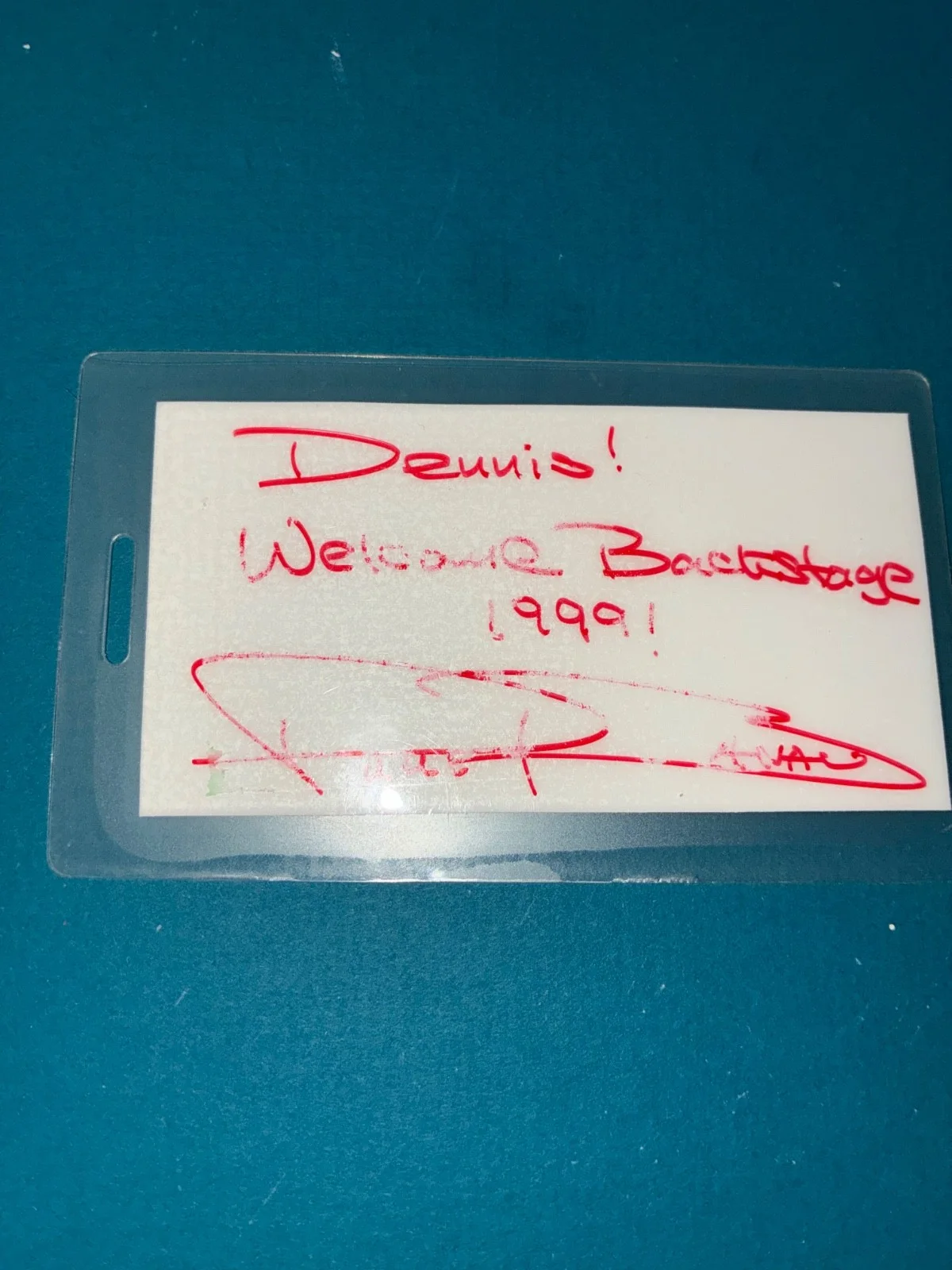 Quiet Riot Original Signed In-Person 12" Drumhead 1999 w/ Backstage Pass, image 3