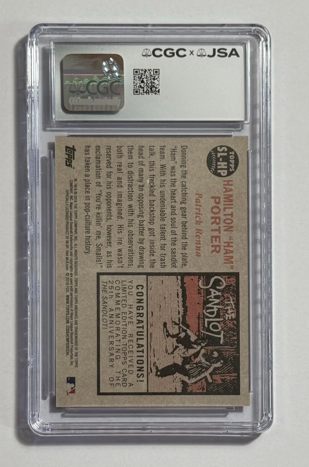 Patrick Renna — Patrick Renna Autograph Signed 2018 Topps Archives Sandlot Card Ham CGC 10 Auto2, изображение 2